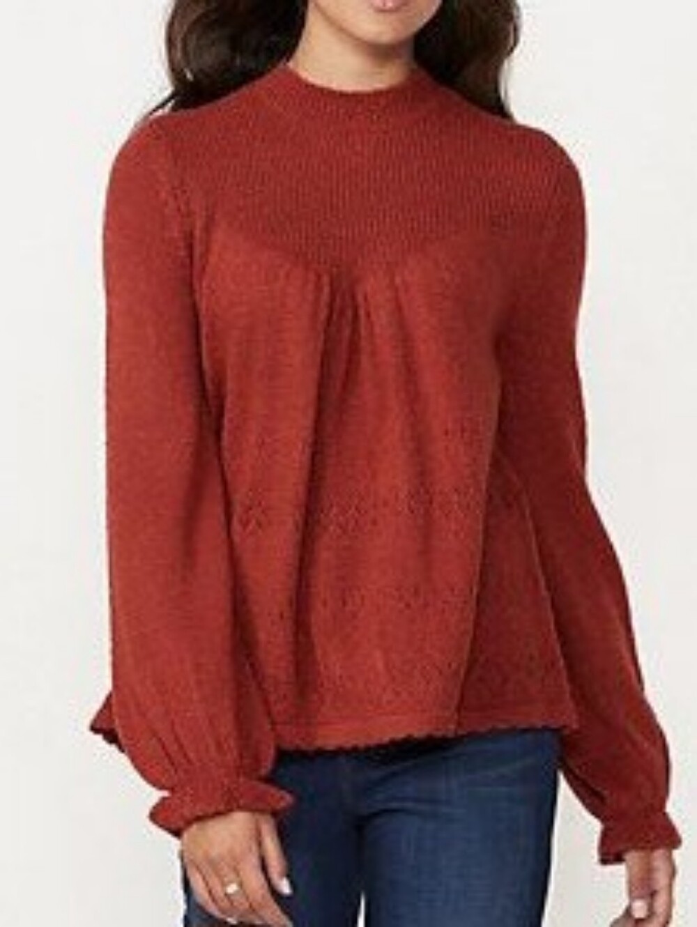 LC Lauren Conrad Rust Long-Sleeve Mock Neck Knit Sweater Sz L